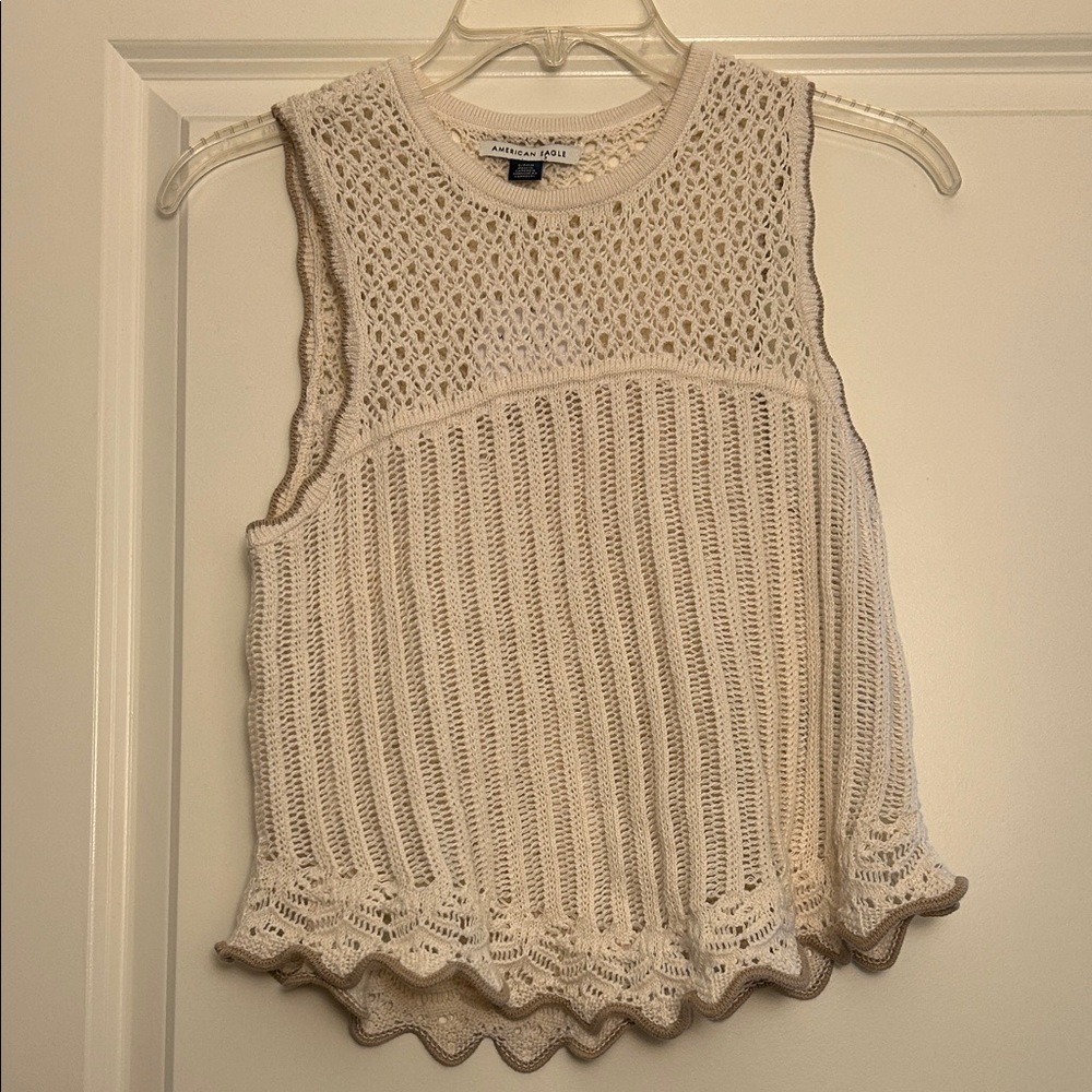Cream Sleeveless Knit Top